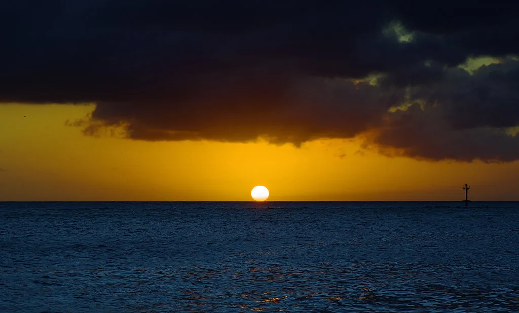 Sunset over the Caribbean Sea from Savaneta, Aruba